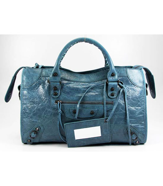 Balenciaga Giant City borsa di Light Blue agnello